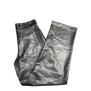 NWT Milio Milano Black Vegan/Faux Leather Wide Leg Women's Large